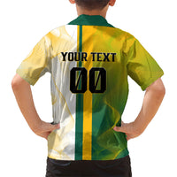Personalized Australia Soccer Kangaroo Kid Hawaiian Shirt World Football Mascot Green Gold Abstract Wave