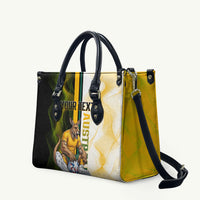 Personalized Australia Soccer Kangaroo Leather Bag World Football Mascot Green Gold Abstract Wave