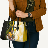 Personalized Australia Soccer Kangaroo Leather Bag World Football Mascot Green Gold Abstract Wave
