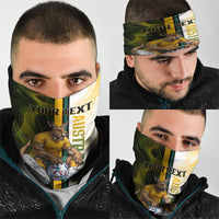 Personalized Australia Soccer Kangaroo Neck Gaiter World Football Mascot Green Gold Abstract Wave
