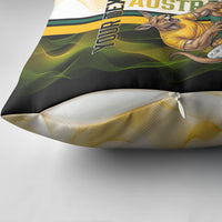 Personalized Australia Soccer Kangaroo Pillow Cover World Football Mascot Green Gold Abstract Wave