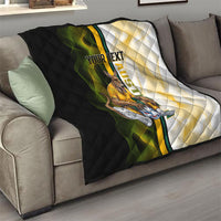 Personalized Australia Soccer Kangaroo Quilt World Football Mascot Green Gold Abstract Wave