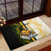 Personalized Australia Soccer Kangaroo Rubber Doormat World Football Mascot Green Gold Abstract Wave