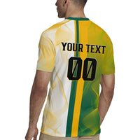 Personalized Australia Soccer Kangaroo Rugby Jersey World Football Mascot Green Gold Abstract Wave