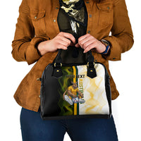 Personalized Australia Soccer Kangaroo Shoulder Handbag World Football Mascot Green Gold Abstract Wave