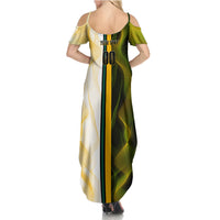 Personalized Australia Soccer Kangaroo Summer Maxi Dress World Football Mascot Green Gold Abstract Wave