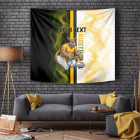 Personalized Australia Soccer Kangaroo Tapestry World Football Mascot Green Gold Abstract Wave