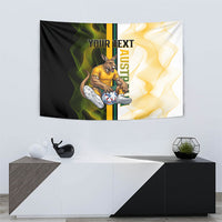 Personalized Australia Soccer Kangaroo Tapestry World Football Mascot Green Gold Abstract Wave