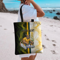 Personalized Australia Soccer Kangaroo Tote Bag World Football Mascot Green Gold Abstract Wave