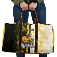 Personalized Australia Soccer Kangaroo Travel Bag World Football Mascot Green Gold Abstract Wave