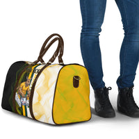 Personalized Australia Soccer Kangaroo Travel Bag World Football Mascot Green Gold Abstract Wave