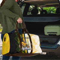 Personalized Australia Soccer Kangaroo Travel Bag World Football Mascot Green Gold Abstract Wave
