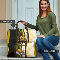 Personalized Australia Soccer Kangaroo Travel Bag World Football Mascot Green Gold Abstract Wave