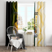 Personalized Australia Soccer Kangaroo Window Curtain World Football Mascot Green Gold Abstract Wave
