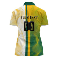 Personalized Australia Soccer Kangaroo Women Polo Shirt World Football Mascot Green Gold Abstract Wave