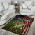 Personalized Walleye Fishing Area Rug American Flag Background and Green Grunge Style Design - Wonder Print Shop