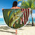Personalized Walleye Fishing Beach Blanket American Flag Background and Green Grunge Style Design - Wonder Print Shop