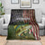 Personalized Walleye Fishing Blanket American Flag Background and Green Grunge Style Design - Wonder Print Shop