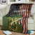 Personalized Walleye Fishing Blanket American Flag Background and Green Grunge Style Design - Wonder Print Shop