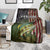 Personalized Walleye Fishing Blanket American Flag Background and Green Grunge Style Design - Wonder Print Shop