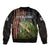 Personalized Walleye Fishing Bomber Jacket American Flag Background and Green Grunge Style Design - Wonder Print Shop
