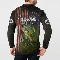 Personalized Walleye Fishing Button Sweatshirt American Flag Background and Green Grunge Style Design - Wonder Print Shop