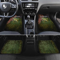Personalized Walleye Fishing Car Mats American Flag Background and Green Grunge Style Design - Wonder Print Shop
