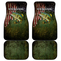 Personalized Walleye Fishing Car Mats American Flag Background and Green Grunge Style Design - Wonder Print Shop
