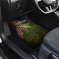 Personalized Walleye Fishing Car Mats American Flag Background and Green Grunge Style Design - Wonder Print Shop