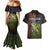 Personalized Walleye Fishing Couples Matching Mermaid Dress and Hawaiian Shirt American Flag Background and Green Grunge Style Design - Wonder Print Shop