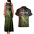 Personalized Walleye Fishing Couples Matching Tank Maxi Dress and Hawaiian Shirt American Flag Background and Green Grunge Style Design - Wonder Print Shop
