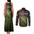 Personalized Walleye Fishing Couples Matching Tank Maxi Dress and Long Sleeve Button Shirt American Flag Background and Green Grunge Style Design - Wonder Print Shop