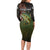 Personalized Walleye Fishing Family Matching Long Sleeve Bodycon Dress and Hawaiian Shirt American Flag Background and Green Grunge Style Design - Wonder Print Shop