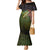 Personalized Walleye Fishing Family Matching Mermaid Dress and Hawaiian Shirt American Flag Background and Green Grunge Style Design - Wonder Print Shop