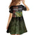 Personalized Walleye Fishing Family Matching Off The Shoulder Long Sleeve Dress and Hawaiian Shirt American Flag Background and Green Grunge Style Design - Wonder Print Shop