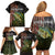 Personalized Walleye Fishing Family Matching Off Shoulder Short Dress and Hawaiian Shirt American Flag Background and Green Grunge Style Design - Wonder Print Shop