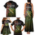Personalized Walleye Fishing Family Matching Tank Maxi Dress and Hawaiian Shirt American Flag Background and Green Grunge Style Design - Wonder Print Shop