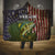 Personalized Walleye Fishing Hooded Blanket American Flag Background and Green Grunge Style Design - Wonder Print Shop