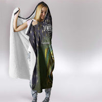 Personalized Walleye Fishing Hooded Blanket American Flag Background and Green Grunge Style Design - Wonder Print Shop