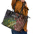 Personalized Walleye Fishing Leather Tote Bag American Flag Background and Green Grunge Style Design - Wonder Print Shop