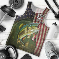 Personalized Walleye Fishing Men Tank Top American Flag Background and Green Grunge Style Design - Wonder Print Shop