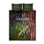 Personalized Walleye Fishing Quilt Bed Set American Flag Background and Green Grunge Style Design - Wonder Print Shop