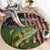 Personalized Walleye Fishing Round Carpet American Flag Background and Green Grunge Style Design - Wonder Print Shop