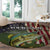 Personalized Walleye Fishing Round Carpet American Flag Background and Green Grunge Style Design - Wonder Print Shop