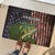 Personalized Walleye Fishing Rubber Doormat American Flag Background and Green Grunge Style Design - Wonder Print Shop
