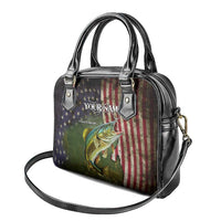 Personalized Walleye Fishing Shoulder Handbag American Flag Background and Green Grunge Style Design - Wonder Print Shop
