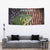 Personalized Walleye Fishing Tapestry American Flag Background and Green Grunge Style Design - Wonder Print Shop