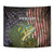 Personalized Walleye Fishing Tapestry American Flag Background and Green Grunge Style Design - Wonder Print Shop