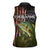 Personalized Walleye Fishing Women Sleeveless Polo Shirt American Flag Background and Green Grunge Style Design - Wonder Print Shop
