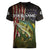 Personalized Walleye Fishing Women V-Neck T-Shirt American Flag Background and Green Grunge Style Design - Wonder Print Shop